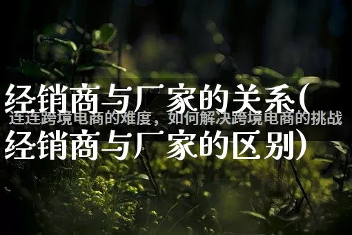 经销商与厂家的关系(经销商与厂家的区别)_https://www.gdbxwh.com_淘宝运营_第1张