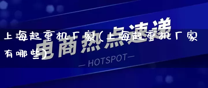 上海起重机厂家(上海起重机厂家有哪些)_https://www.gdbxwh.com_淘宝运营_第1张