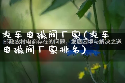 汽车电磁阀厂家(汽车电磁阀厂家排名)_https://www.gdbxwh.com_代运营_第1张