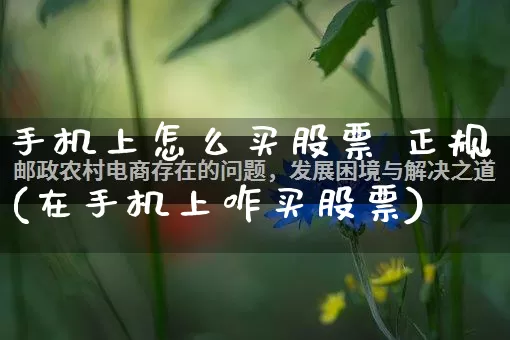 手机上怎么买股票 正规(在手机上咋买股票)_https://www.gdbxwh.com_淘宝运营_第1张