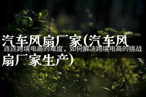 汽车风扇厂家(汽车风扇厂家生产)_https://www.gdbxwh.com_开网店_第1张
