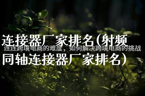 连接器厂家排名(射频同轴连接器厂家排名)_https://www.gdbxwh.com_淘宝运营_第1张