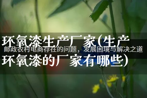 环氧漆生产厂家(生产环氧漆的厂家有哪些)_https://www.gdbxwh.com_代运营_第1张