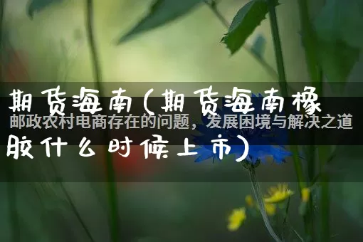 期货海南(期货海南橡胶什么时候上市)_https://www.gdbxwh.com_天猫运营_第1张