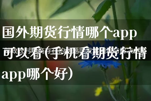 国外期货行情哪个app可以看(手机看期货行情app哪个好)_https://www.gdbxwh.com_直通车_第1张