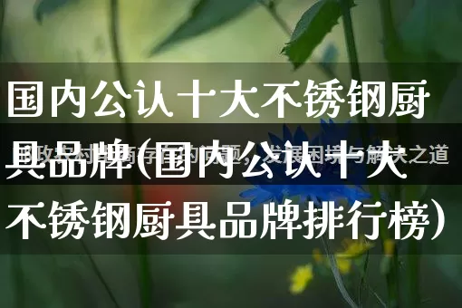 国内公认十大不锈钢厨具品牌(国内公认十大不锈钢厨具品牌排行榜)_https://www.gdbxwh.com_抖音快手_第1张